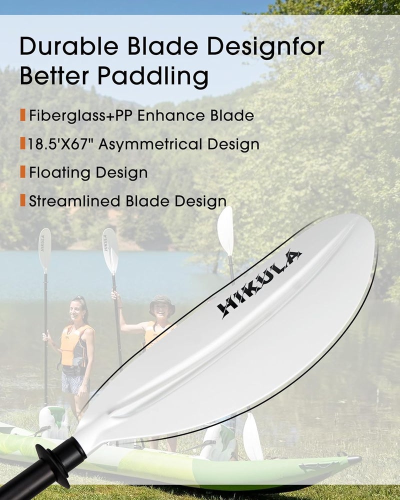 HIKULA Kayak Paddles Aluminum Shaft Paddle with Nylon Blades, Floating Adjustable Kayaking Oars, 3 Piece, 220-240cm/86-94 Inches,Black/Rose/Teal - Image 2